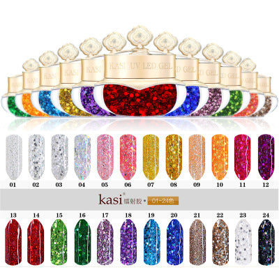 KaSi Nail Aftagelig Lysterapi Klæbende Tilspidset Farve Gel Laser Sequester Neglelak Gel Glimmer Gel 1-48 Farver 10g