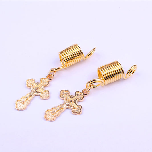 Alloy Cross Pendant Headdress Spring Ring