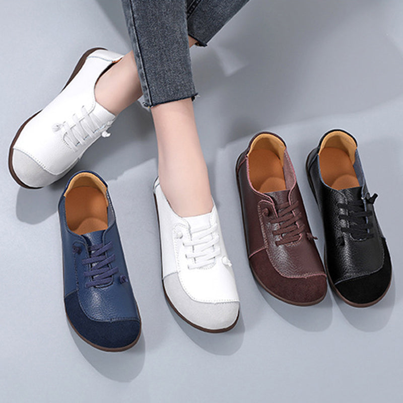 Match Comfortable Retro Cowhide Soft Soled Women's Shoes