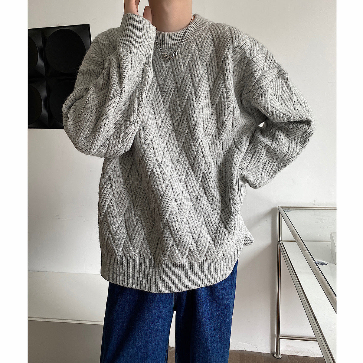 Solid Color Non Pilling Jersey Over Men's Sweater