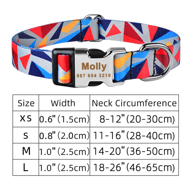 Adjustable Nylon Custom Dog Collar Free Engraved Name ID Tag