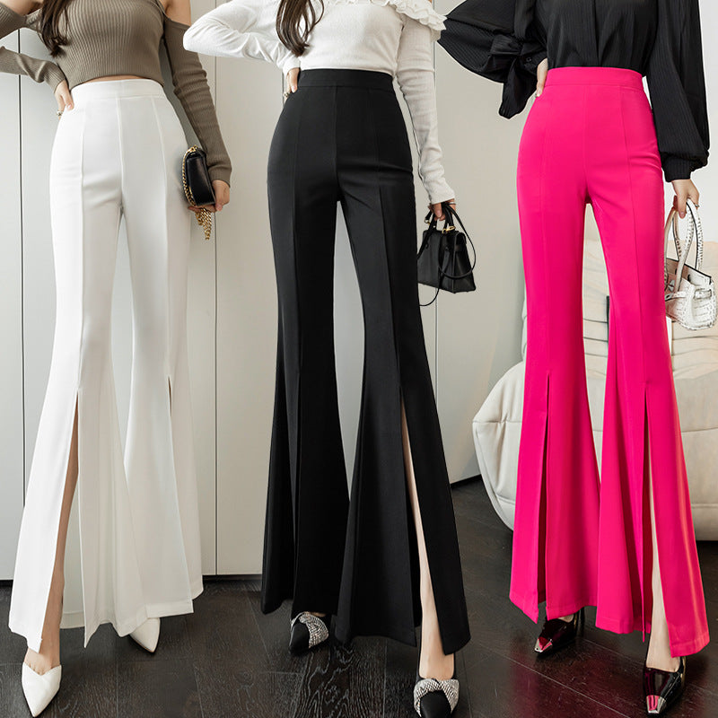 High-waisted Slim Drooping Split Flared Pants