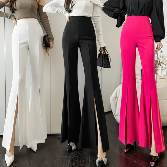 High-waisted Slim Drooping Split Flared Pants