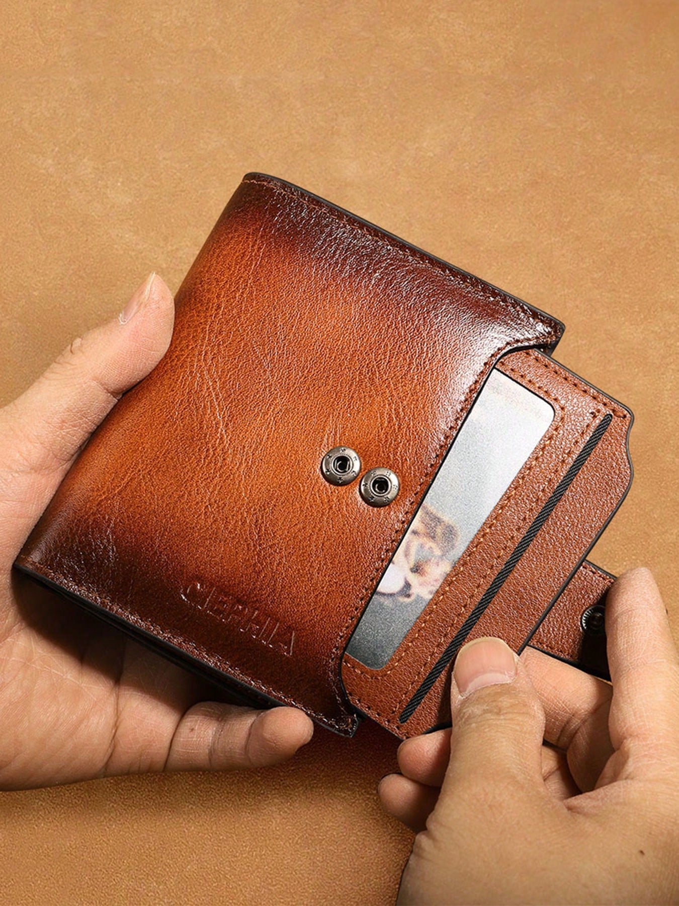 Vintage Genuine Leather Men'S Wallet with RFID Protection 12 Card Slots 2 Large Cash Compartments 1 Zippered Coin Pocket 2 SIM Card Slots for Men Wallet Purse Wallet Men Wallet Leather Small Wallet RFID Wallet