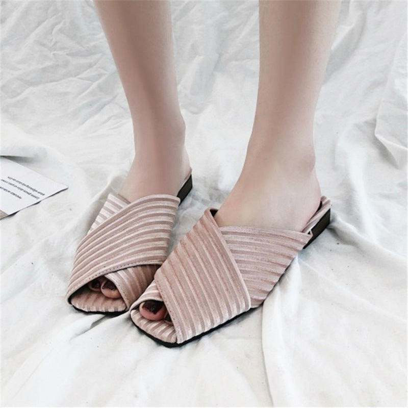Summer New Style Korean Fashion Low Heel Sandals And Slippers