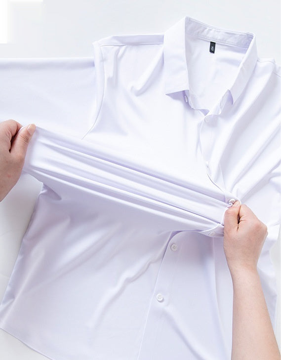 High-elasticity Mens Seamless Wrinkle-free Ice-silk Long-sleeve Shirt