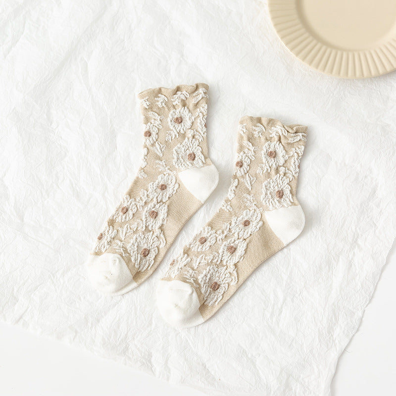 Vintage jacquard ladies cotton socks