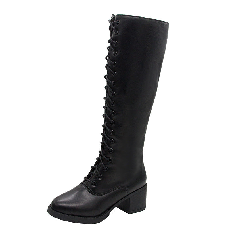 Fashion Long High Heel Beige Martin Boots