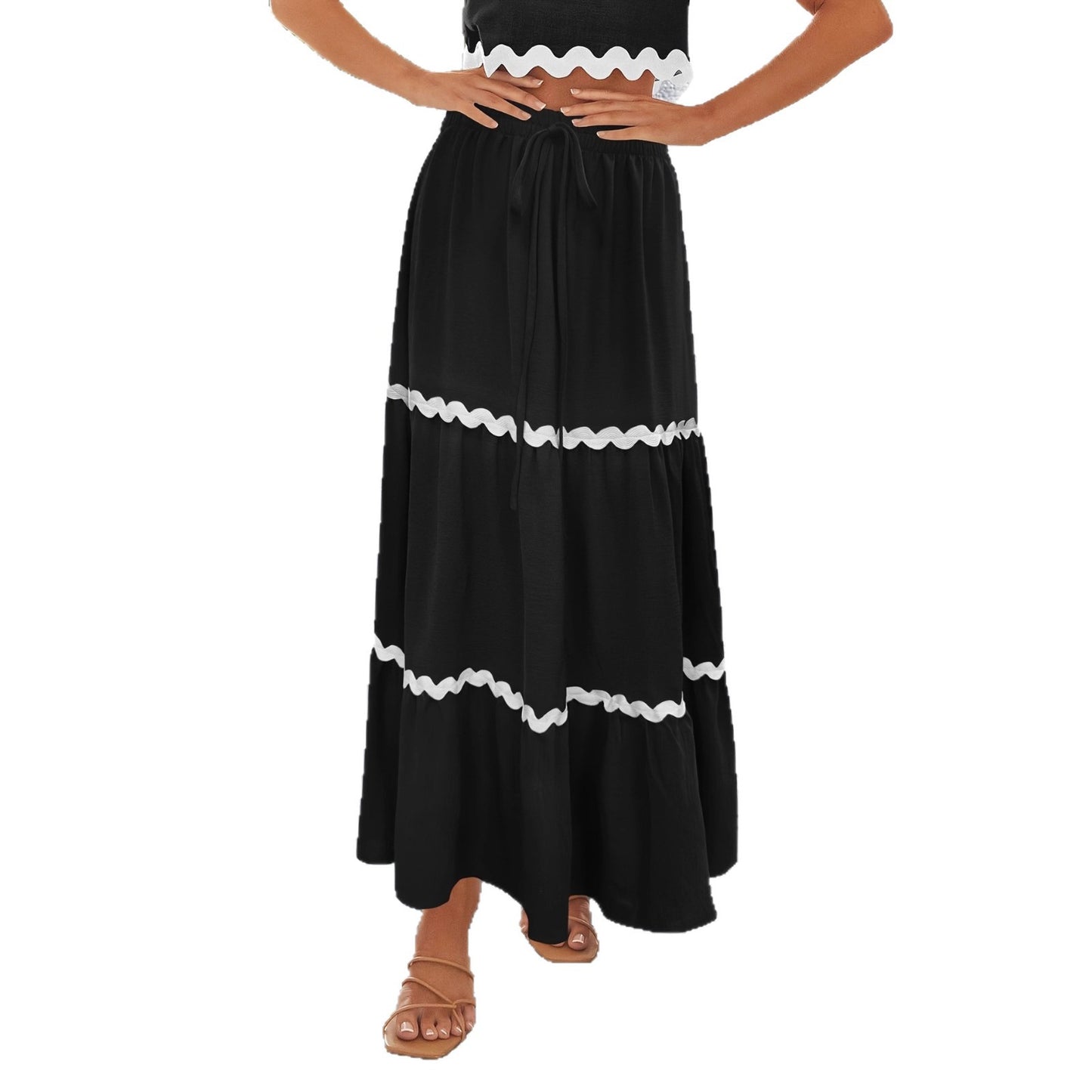 New Womens Simple Ruffled Hemline Skirt
