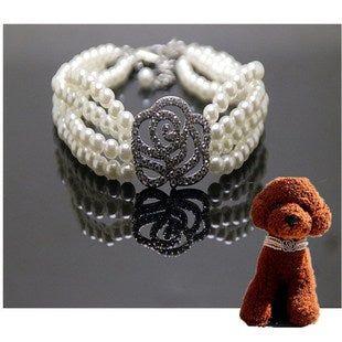 Four Rows Of Pearl Heart-shaped Pet Collar