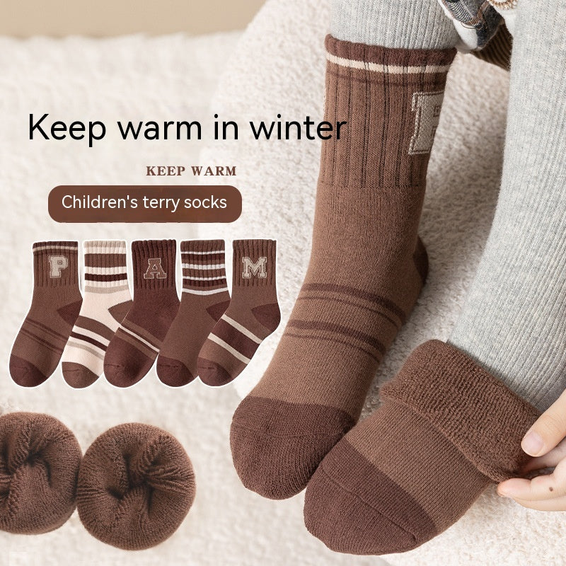 Children Extra Thick Fluffy Loop Middle Tube Cotton Socks