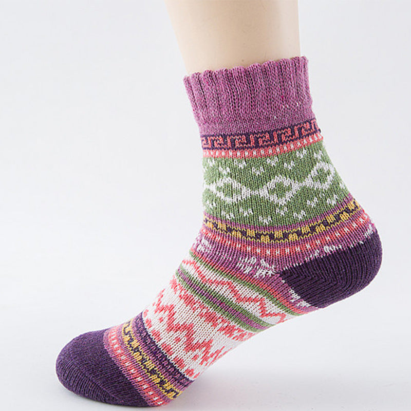 Women's Cross Ethnic Rabbit Wool Socks