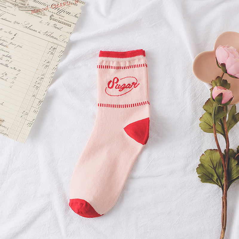 New Women's Socks Pure Cotton Creative Personality Tube Socks