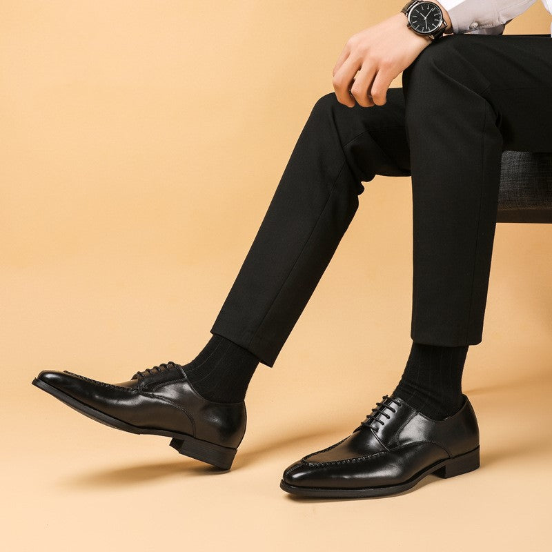 pointed toe British leather shoes