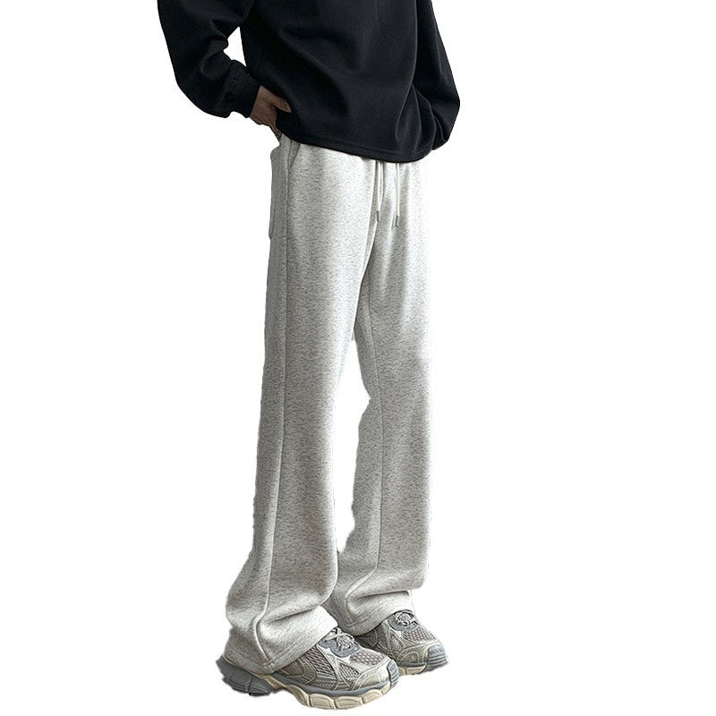 Loose Velvet Thickened Gray Knit Casual Pants