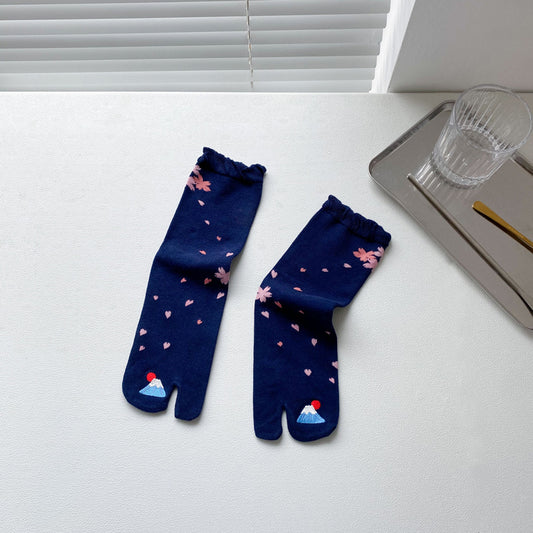 Split Toe Two Women Spring And Autumn Tube Socks