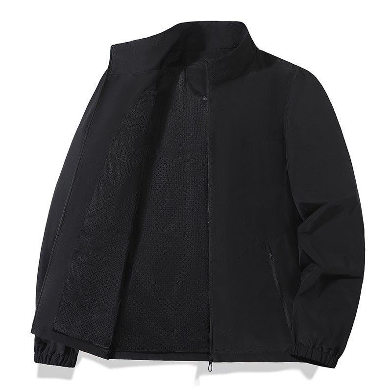 Large Size Men's Casual Jacket Stand Collar Zipper Windproof
