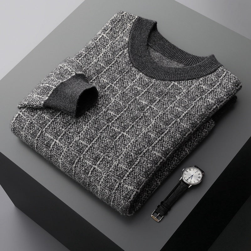Men's Round Neck Business Casual Padded Sweater