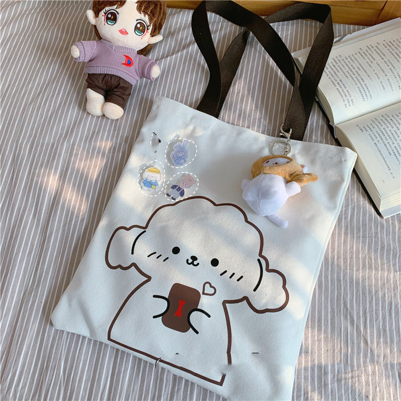 College Style Cute Cartoon Canvas Girl Shoulder Bag