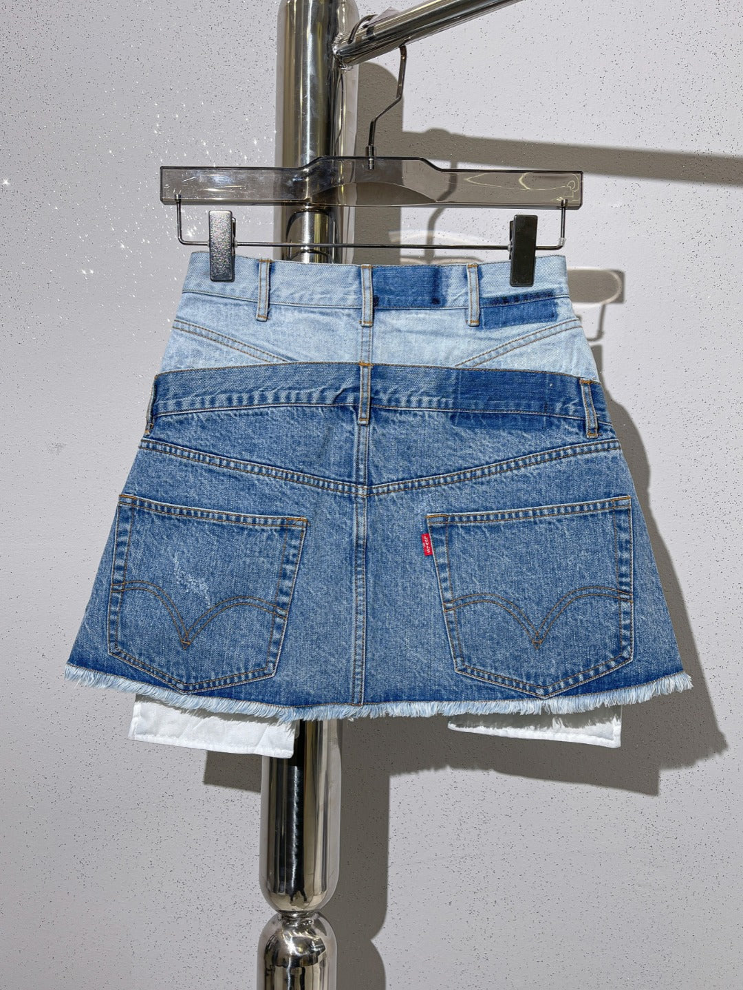 Spring And Summer Spliced Double Head Waist Denim Half Skirt