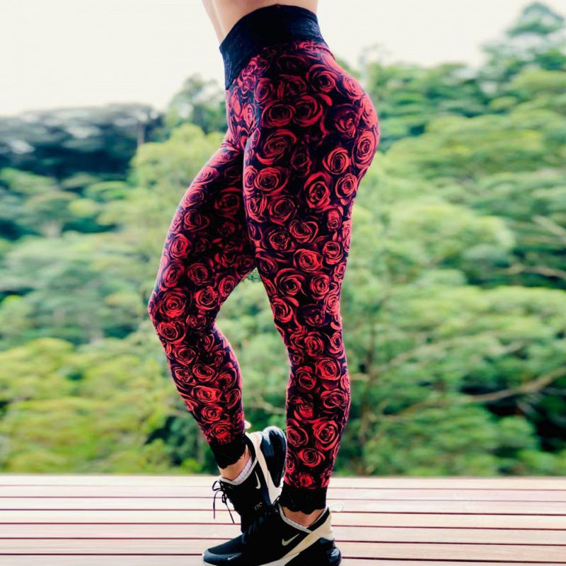 Multi-color Printed Women's Tight High Waist Trousers