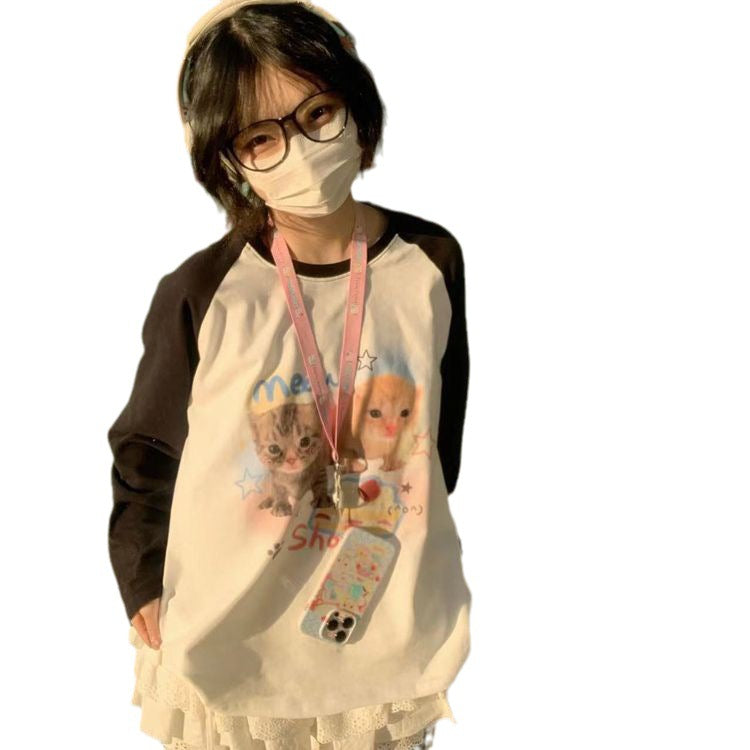 American Retro Women's Top Special-interest Design Long Sleeve Bottoming Shirt