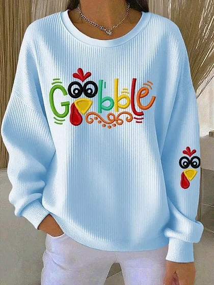 Womens Relaxed Casual Christmas-Style Pullover Top