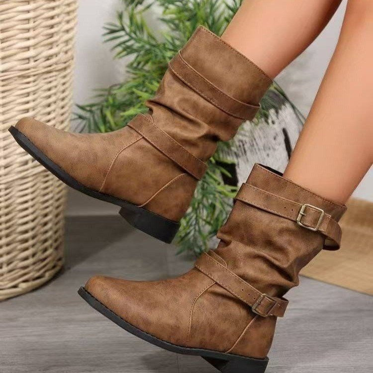 Boots Women's Round Toe Flat