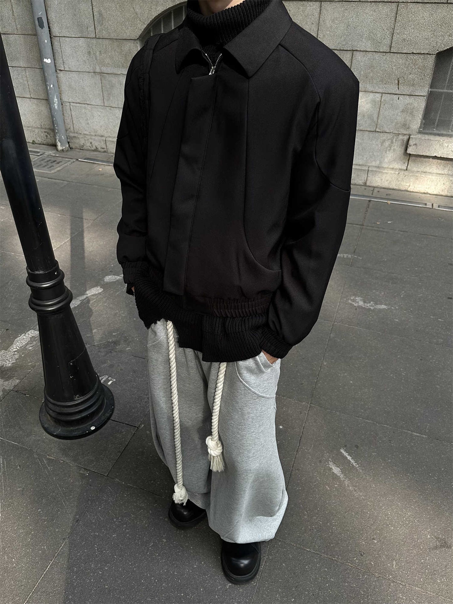 Niche Deconstruction Design Profile Padded Shoulder Short Wide Jacket For Men And Women