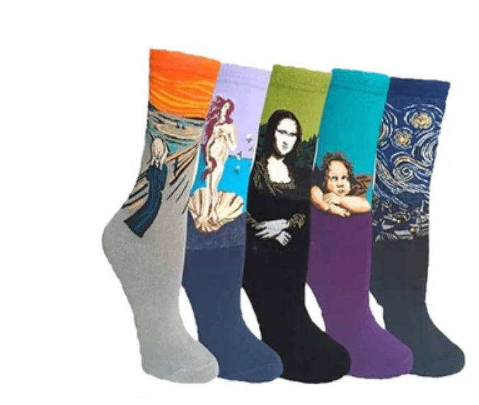 European And American Retro Abstract Art Van Gogh Oil Painting Socks