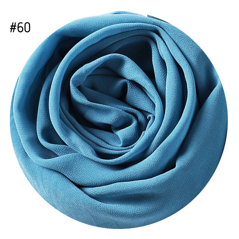 Women's Simple And Versatile Solid Color Pearl Chiffon Scarf