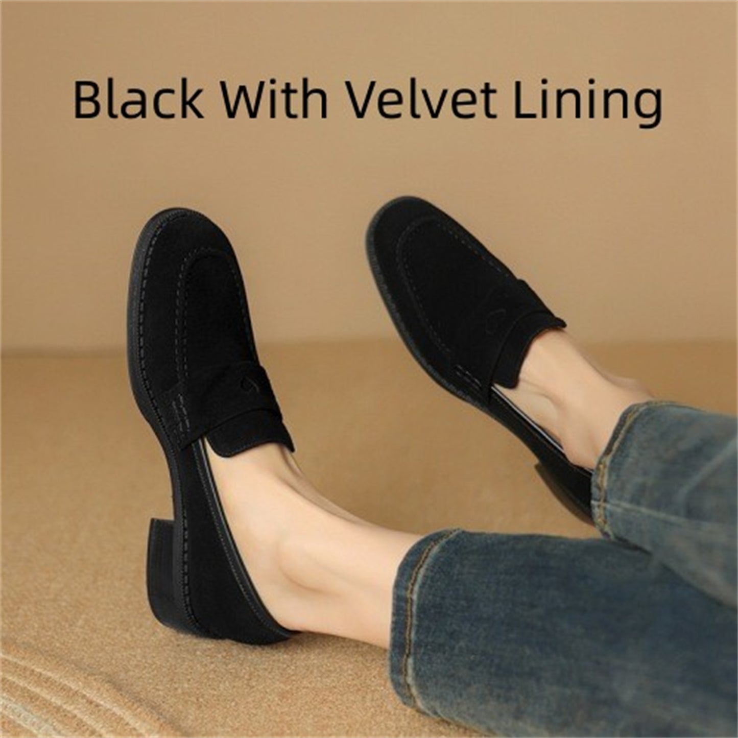 Sheepskin Chunky Heel Pumps Women Spring Concise