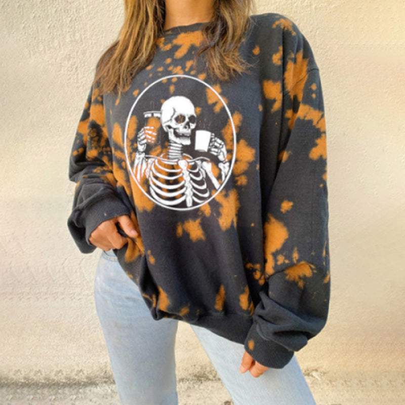 Dame Ny Gradient Tie Dye Langærmet Pullover Løs Sweater