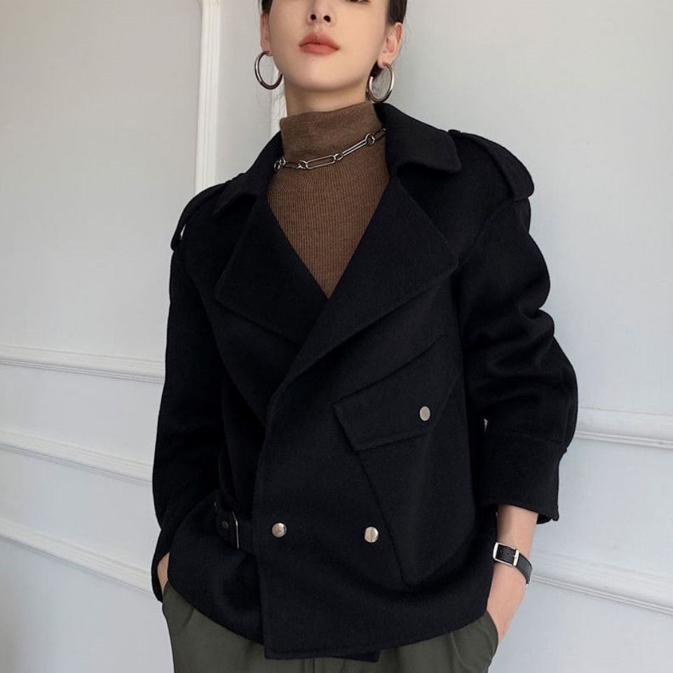 Korean Style Double-faced Woolen Goods Cashmere Coat