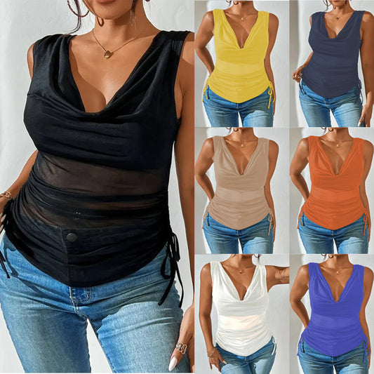 Pure Desire Style V-neck Sleeveless Spicy Sexy High Waist Crop Top