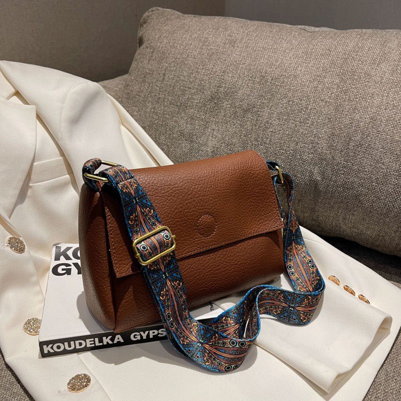 Retro Broadband Crossbody For Women's Minimalist Small Square Bag