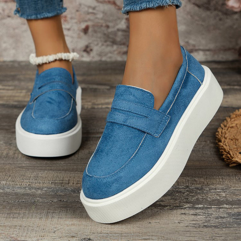 Nye Loafers Platform Runde Tå Slip-on Sko Til Kvinder Udendørs Casual Gåsko