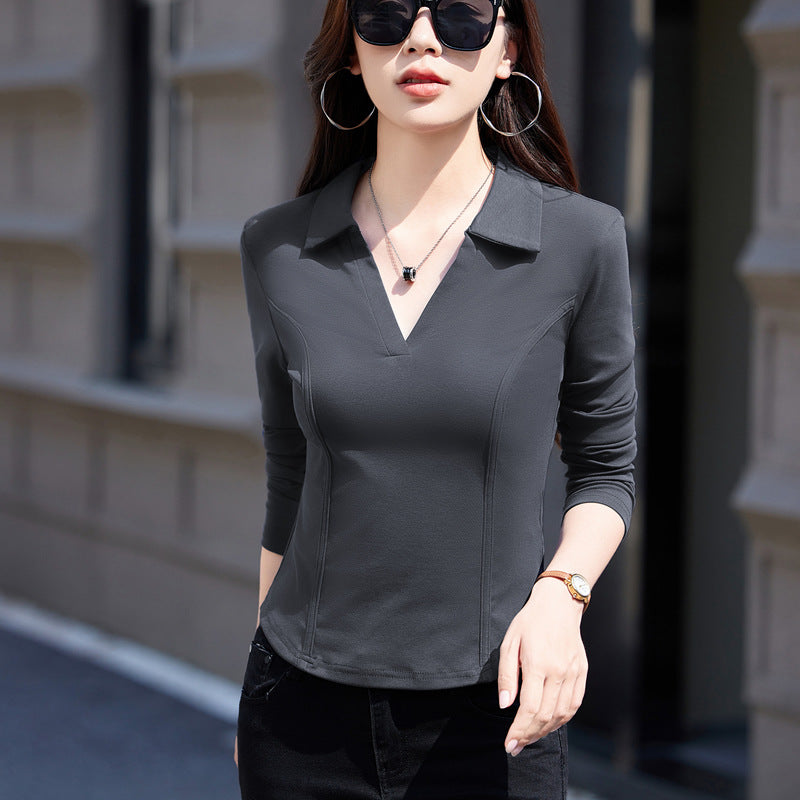 Womens Stylish Slimming Cotton Long-Sleeve T-Shirt