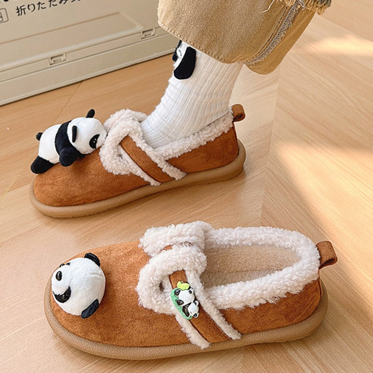 Cute Lamb Fleece-lined Thickened Cartoon Panda Cotton Shoes