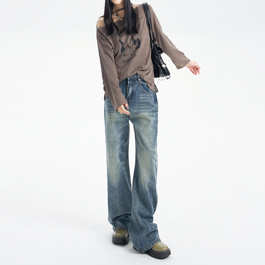 Fashion Retro Wide Leg Jeans For Women