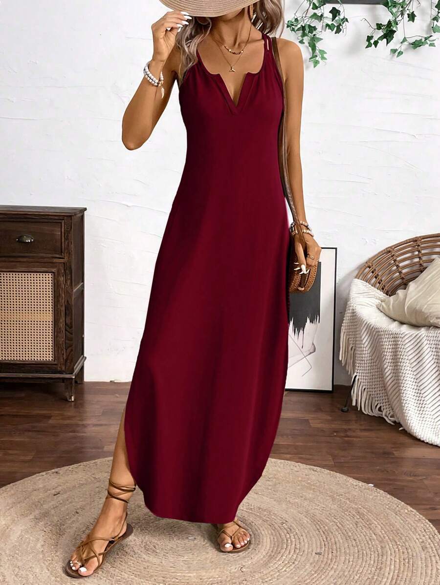 Summer New Sleeveless Strappy Striped Printed Maxi Dress