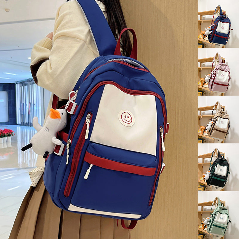 Fashion Color Matching Backpack Ins Simple Korean Version Schoolbags Junior High School College Students Bags