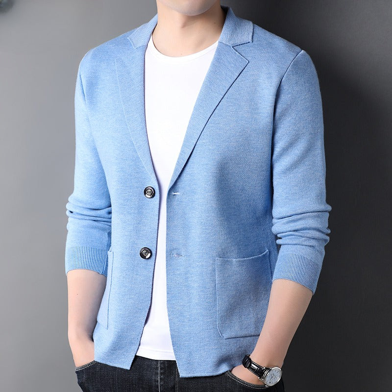 Herre Uld Strikket Habitjakke Koreansk-Stil Trendy Sweater