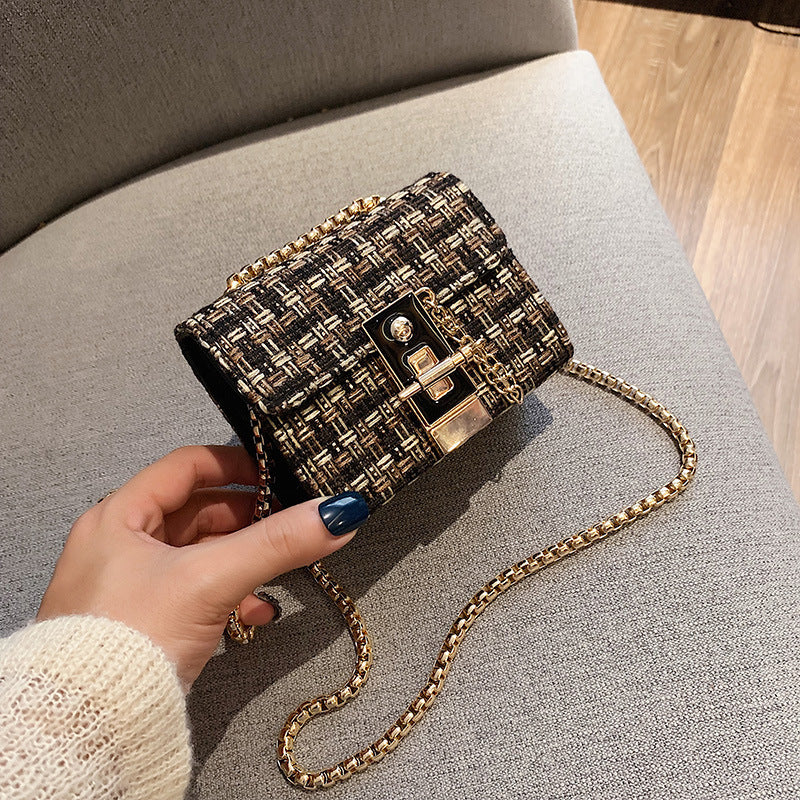 Women's Fashion Tweed Chain Shoulder Bag