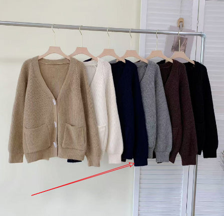 Winter New Horn Button Loose Sweater Coat