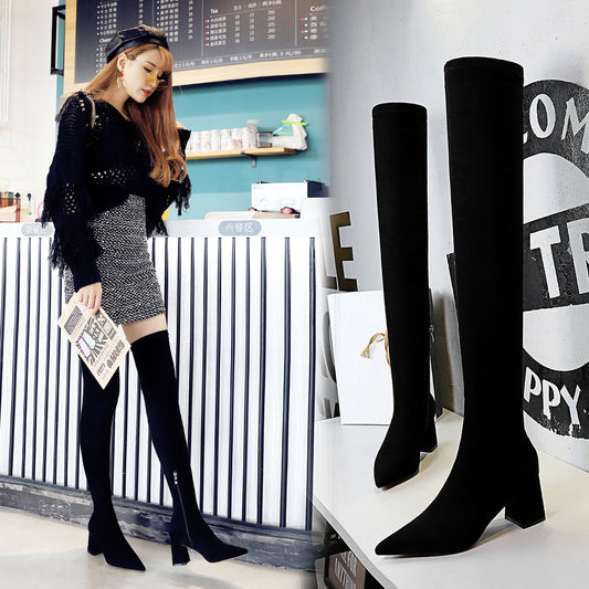 Women's High Heel Pointed Suede Sexy Boots
