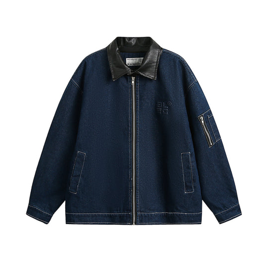 Heavy Wash Primary Color Denim Jacket Coat