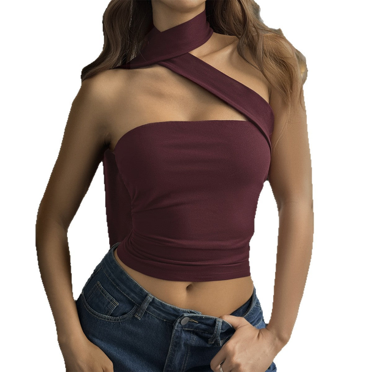 Spicy Girl Style Fashion Neck Gaiter Tube Top Bustier Top