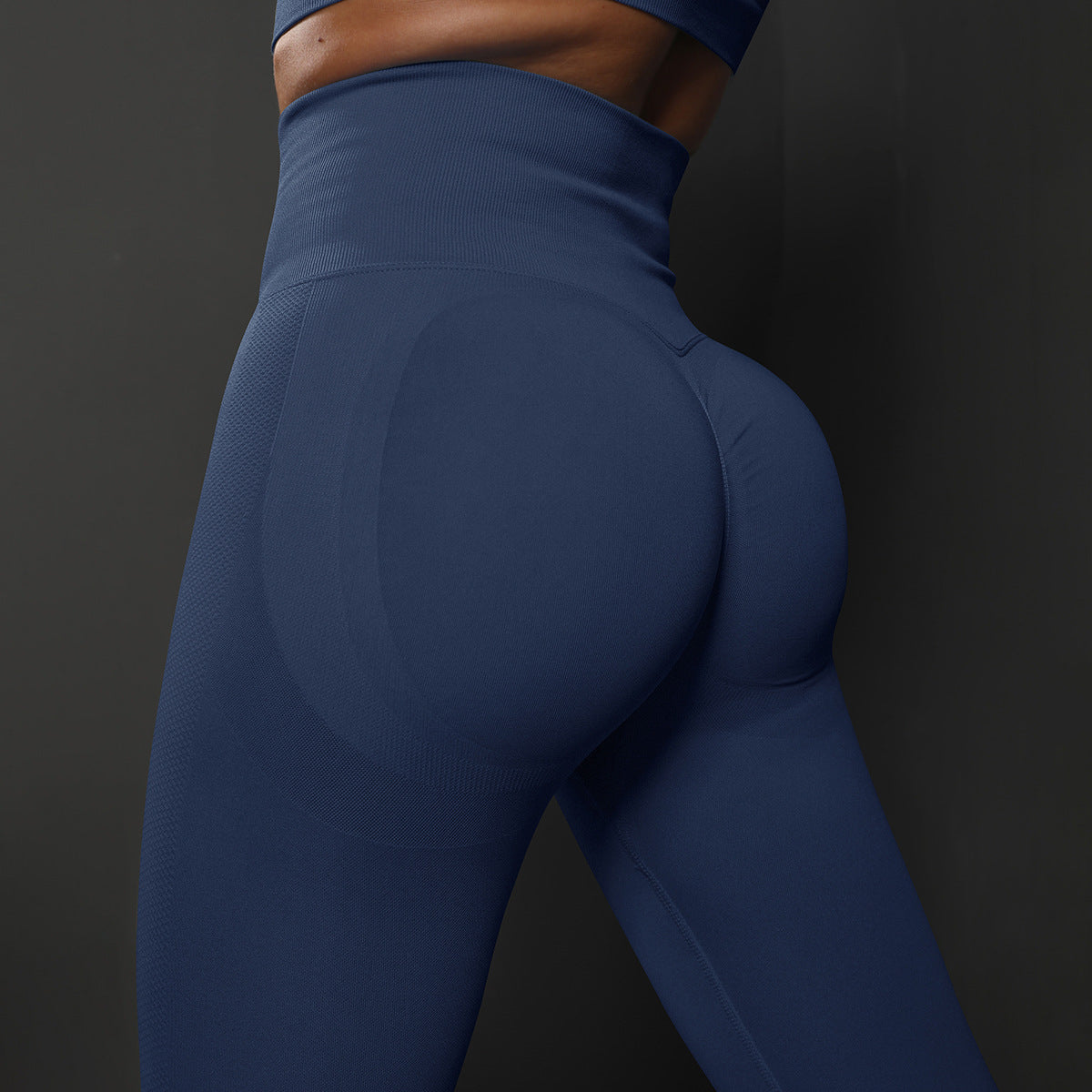 Solid Color Version With Label High Waist Hip Lift Fitness Wait Lifting Sports Ninth Pants