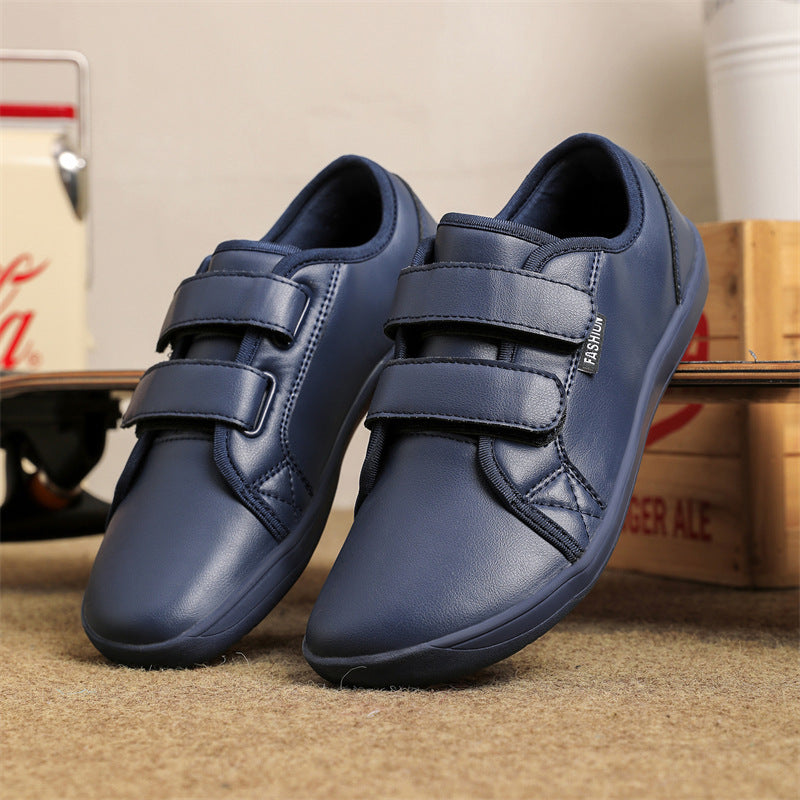 Men's And Women's Leather Wide Toe Plus Size Velcro Casual Shoes